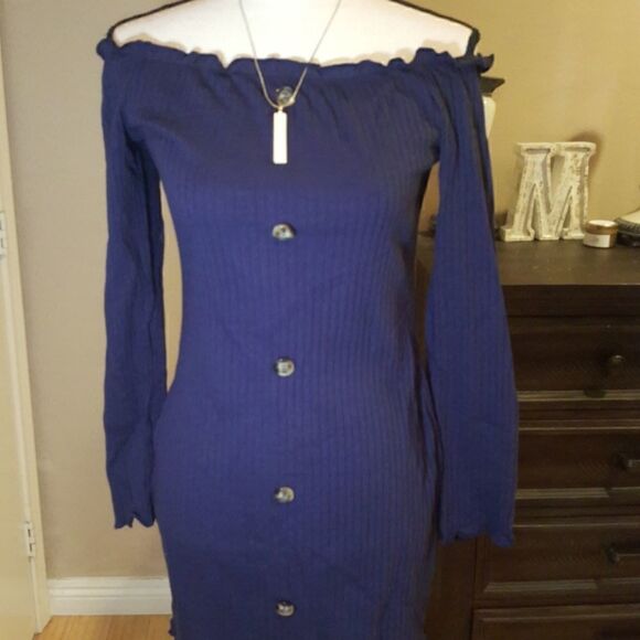💲6️⃣ Bundled ✔️Navy Knit Stretch Bodycon Button Down Mini Dress - Picture 9 of 9